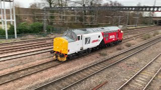 Newly repainted LORAM class 37, 37418 passes Biggleswade light engine - 31/01/24