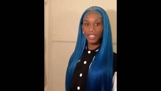 The best to slay a wig🔥🔥🔥 BLUE HAIR DYING❄️❄️❄️