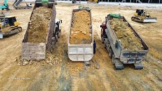 Fmagnificent operator dozer skiller used power working push Dirt and Heavy Dump track spreading dirt