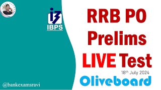 RRB PO Prelims LIVE Mock 18 july 2024|Oliveboard| Low attempts😒😞😟|share your score