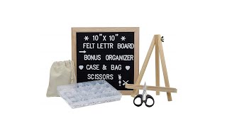 Letter Board 10x10 Inches, Changeable Letter Boards with 340 White Letters and Felt Letter Board