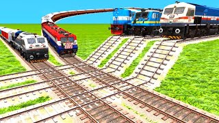 INDIAN TRAINS CROSSING ON CRAZIEST RAILWAY TRACKS & DANGEROUS FLYING RAILWAY TRACK|Train Simulator|