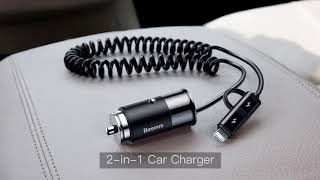 Baseus integrated Design 2 in 1 iPhone To Type C Car Charger