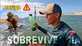 PESQUEI O PEIXE MAIS PERIGOSO DO MAR ⚠️ - PESCANDO E COMENDO NA BEIRA DA PRAIA ( CATCH AND COOK)