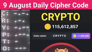 9 August Daily Cipher Code | Daily Cipher Code 9 August Hamster Kombat