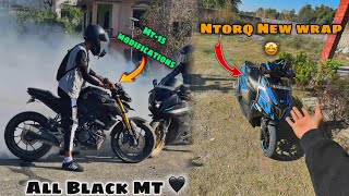 MT-15 Modification in All Black Colour 🖤 || New Wrap Modification in Ntorq 🤩 || Aadi Motovlogs