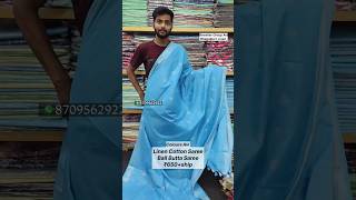 blue colour linen saree #bluesaree #linensarees #cottonsaree #linencottonsaree