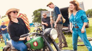 MOTORCYCLE MIS-ADVENTURES on a BSA starring ELISSA & MEL Kick-Start + Ride ARDINGLY BIKE AUTOJUMBLE