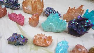 Aura quartz, auralite, titanium quartz, angel aura, opal aura, tanzine, aqua aura, sunset aura