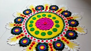 Easy and Simple Holi Rangoli /Colour Full Holi Rangolis / Gudi padwa Rangoli ✨