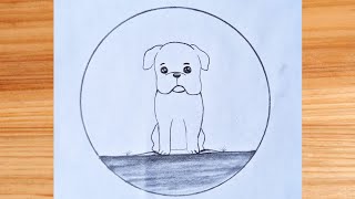 Circle dog Drawing -- Easy dogs drawing -- pencil drawing Dog easy 🐶🐕