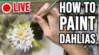 How to Paint a Dahlias in Watercolor | Liron LIVE 🎨🔴