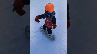 two years old snowboarder