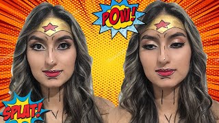 MAQUILLAJE MUJER MARAVILLA TIPO CARICATURA-ANDREA ARISTI