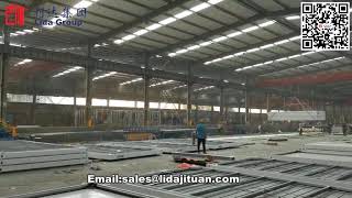 Container house roof and floor assembly and production line