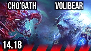 CHO'GATH vs VOLIBEAR (TOP) | 8/1/6, 1300+ games, Dominating | EUW Diamond | 14.18