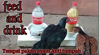 Tempat pakan ayam otomatis dari botol bekas dan semen