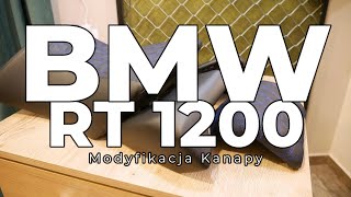 BMW RT 1200 modyfikacja kanapy, obniżenie o 2 cm, wkład komfortu, nowa tapicerka, oparcie na kufer