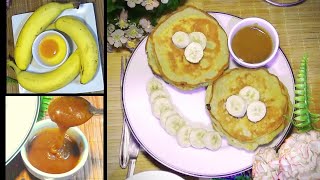 Easy & Fluffy Banana Pancake With Caramel Sauce Recipe | 2 Bananas Aur 1 Egg Sai Banay Pancake |