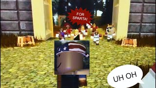 Spartan Battle at the Gate Walk Way ROBLOX Roman Rhine