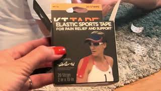 Applying KT tape for heel pain