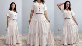 Conjunto feminino SAIA LONGA 3 MARIAS e CROPPED MANGAS JAPONESA    MOLDES PRONTOS PARA CONFECÇÃO