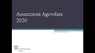 Assunzioni agevolate 2020