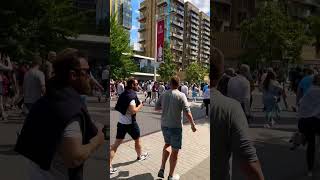 Man City & Man United fans walking down Wembley Way