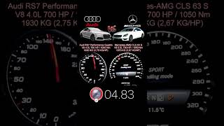 Audi RS7 Performance 700 HP Stage 1 vs Mercedes AMG CLS 63 S 700 HP Stage 2 #acceleration