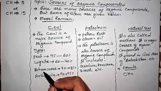 Explain the Sources of organic compounds  Petroleum Coal and gas Class 12 chemistry chapter 15