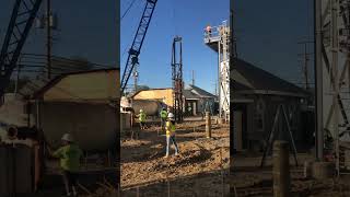 Air hammer with a awesome view😀#piledrivers #crane #piling #airhammer #watertower #piles