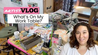 Julie's Artist Vlog: What's On My Work Table Right Now in my Art Studio?!