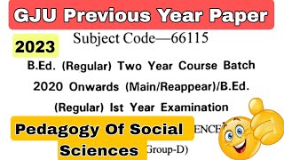 gju previous year question papers | pedagogy of social science previous year question paper #gju