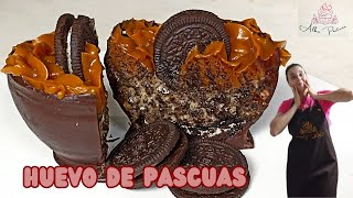 HUEVO DE PASCUA, RELLENO DE CREMA OREO, sin molde,  super fácil.