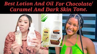 BEST LOTION AND OIL FOR CHOCOLATE/CARAMEL AND DARK SKIN TONE (PALMER'S)