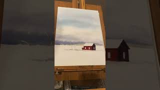 Red Barn - Watercolor Painting Timelapse