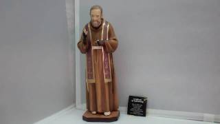 St Padre Pio Statue ~ Italian Hand Carved Wood ~ 12 inch