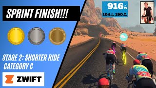 SPRINT FINISH for a Zwift Tour of Watopia Win?!? // Stage 2 Flat Stacks // Zwift Ride