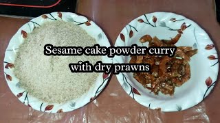 Telagapindi - Sresami seedz cake powder curry - తెలగపిండి ఎండురొయ్యలు కూర