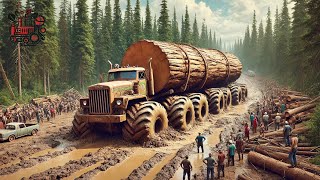 Extreme Monster Wood Truck Driving Skills | Dangerous Climbs & Heavy Loads | Truck Idiots Fails