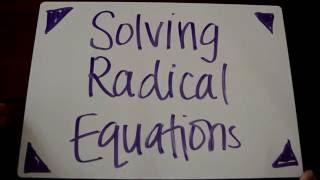 Solving Radical Equations Tutorial