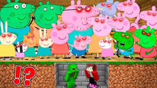 JJ and Mikey HIDE From ALL Peppa Pig family in Minecraft Challenge Maizen Security House