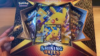 Opening Shining Fates Pikachu V box (Free code cards)