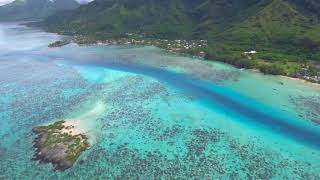 Moorea northwest coast by drone, 4K