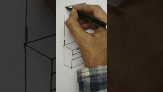 How to draw a dressing table in 3d perspective easy #drawing  #shorts