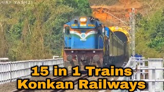 [15 in 1]  Trains Of Konkan Railways Over Asia's Tallest Viaduct : Diesel Territory Compilation....