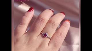 Simple Pear Cut Ruby Ring Engagement Wedding Ring