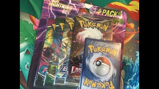 pokemon tcg lightning set opening with evolving skies, brilliant stars, lost origin, fusion strike