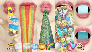 asmr EMOJI FOOD 🚬🧊🧊🧊🍯🌈🥚🍭🩷 ICE HONEY JELLY 이모지 먹방 얼음 꿀 젤리 eating sounds