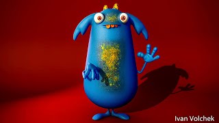 I created a blue monster from a video tutorial in Maya.